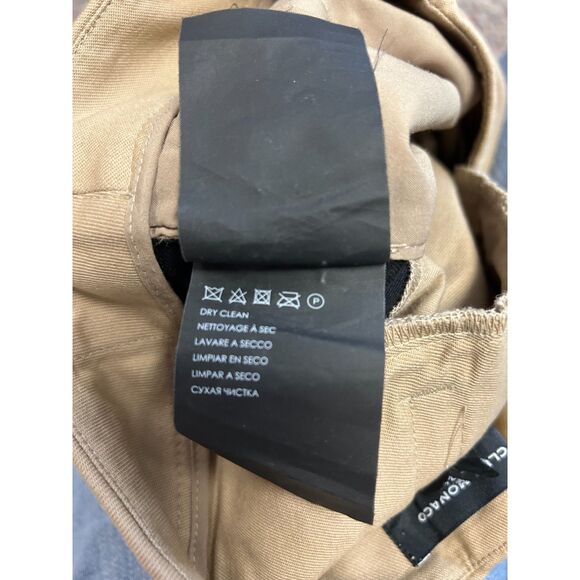 Club Monaco NWOT Tan with Side Black Stripe High Rise Cropped Chino Pants Size 2 - Picture 11 of 15